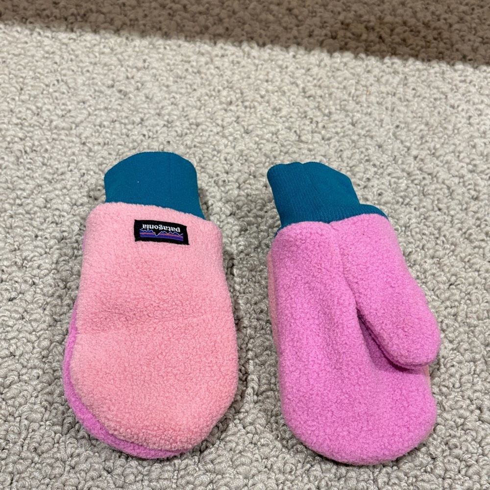 Patagonia Pink and Blue Kids Mittens